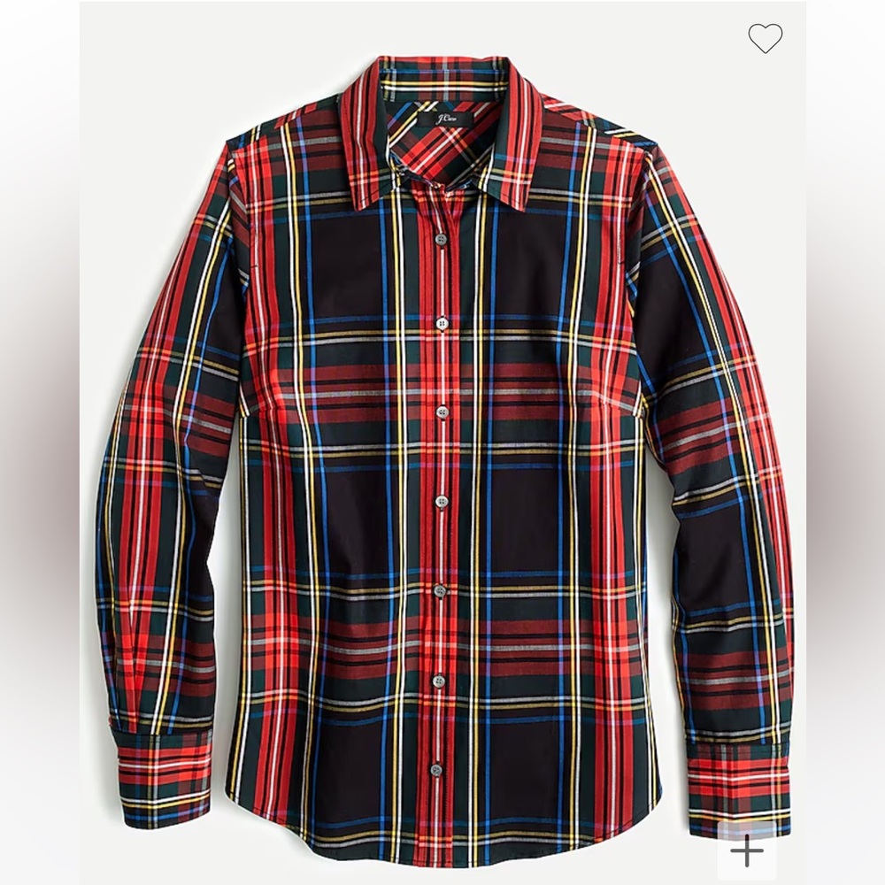 J. Crew Slim stretch perfect shirt in tartan plaid Sz 2 #0564